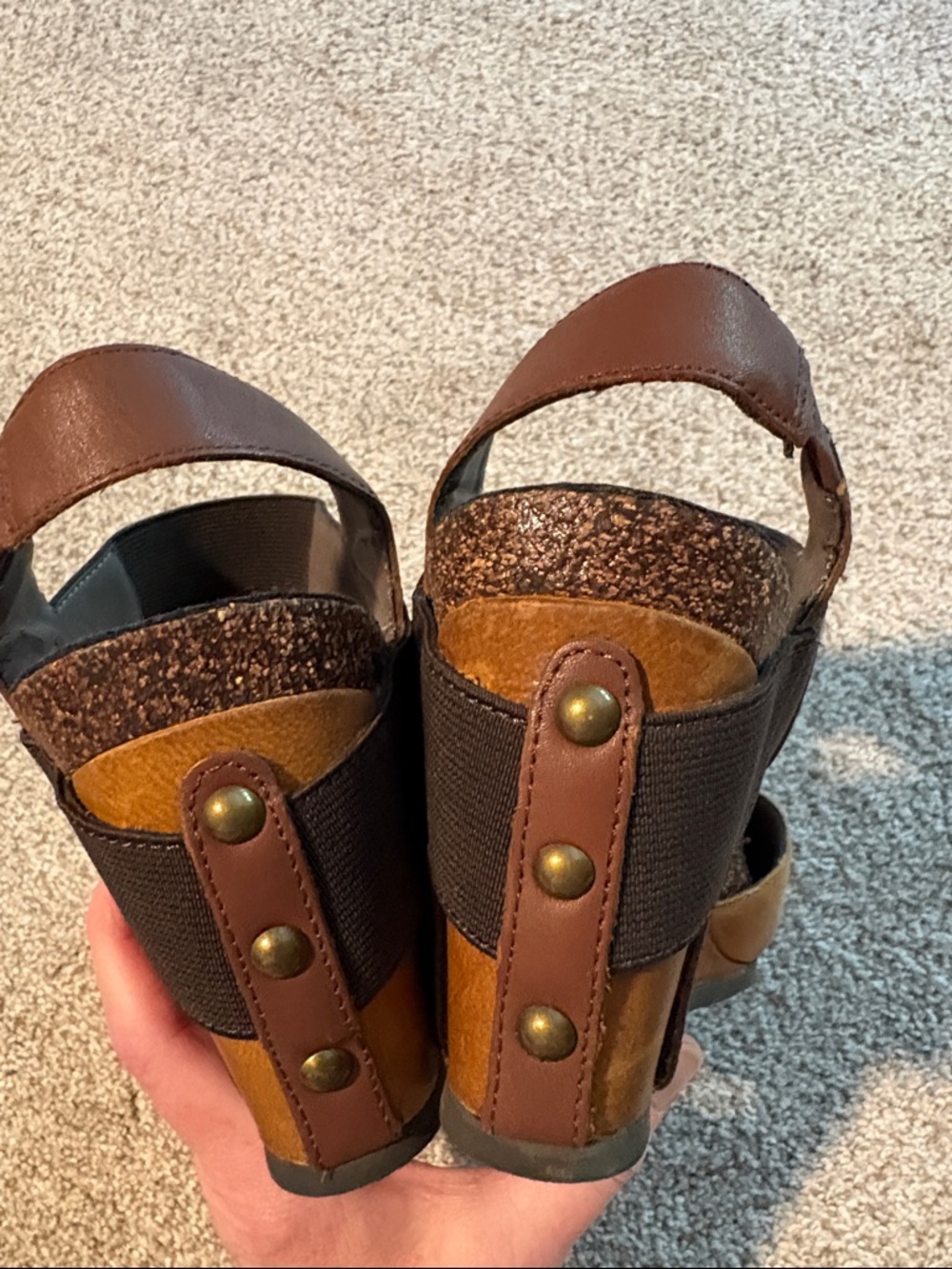Women’s Tan Leather Slingback Flats with Elastic Strap - Picture 8 of 8